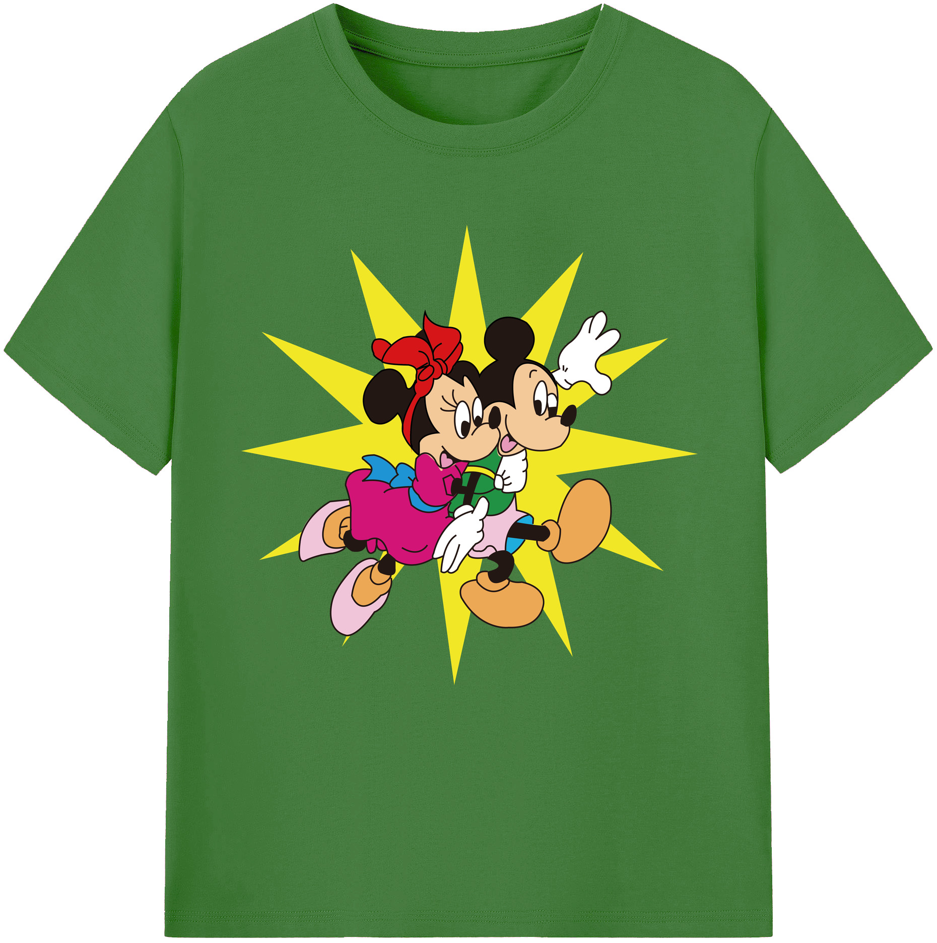 （画像用） ミッキーマウス Mickey Mouse レディースカジュアルプリントTシャツ（綿100％）